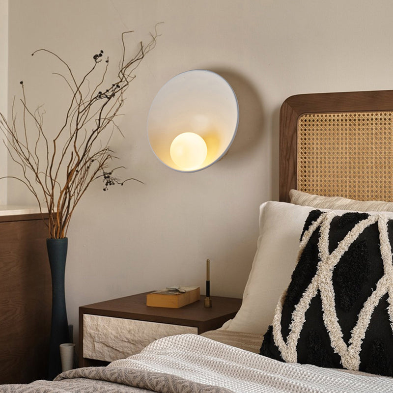 Nordic Style Wall Light Bowl Shape Wall Lamp with Glass Shade for Bedroom