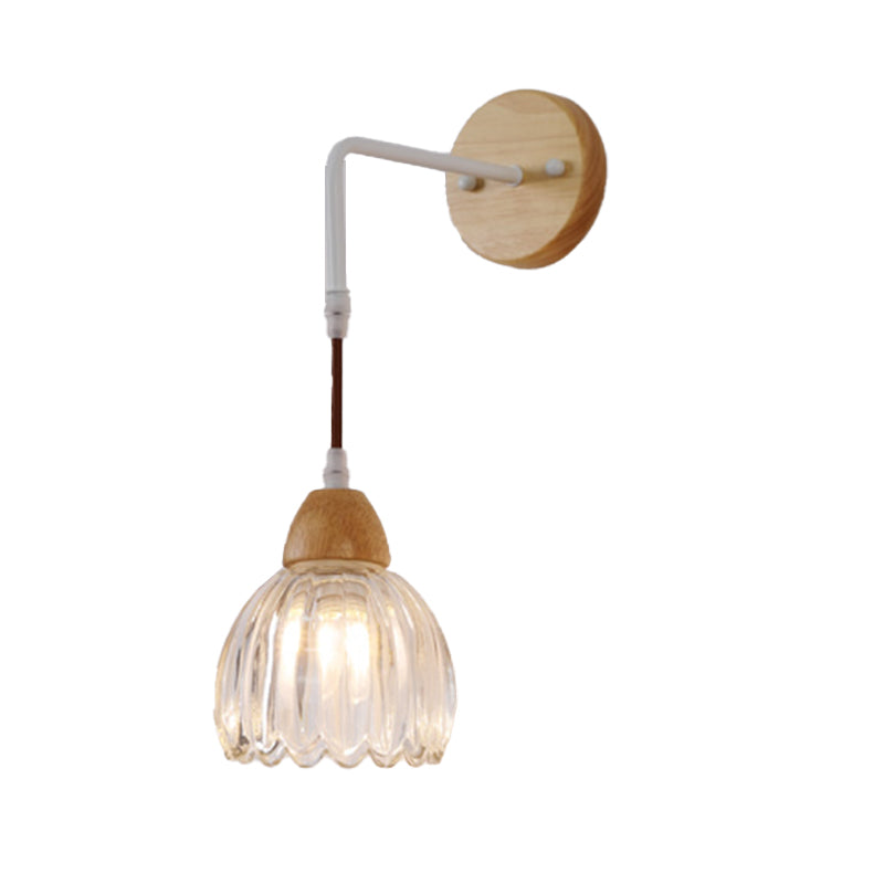 Modern Simple Wall Light Wooden Dome Shape Wall Lamp for Living Room