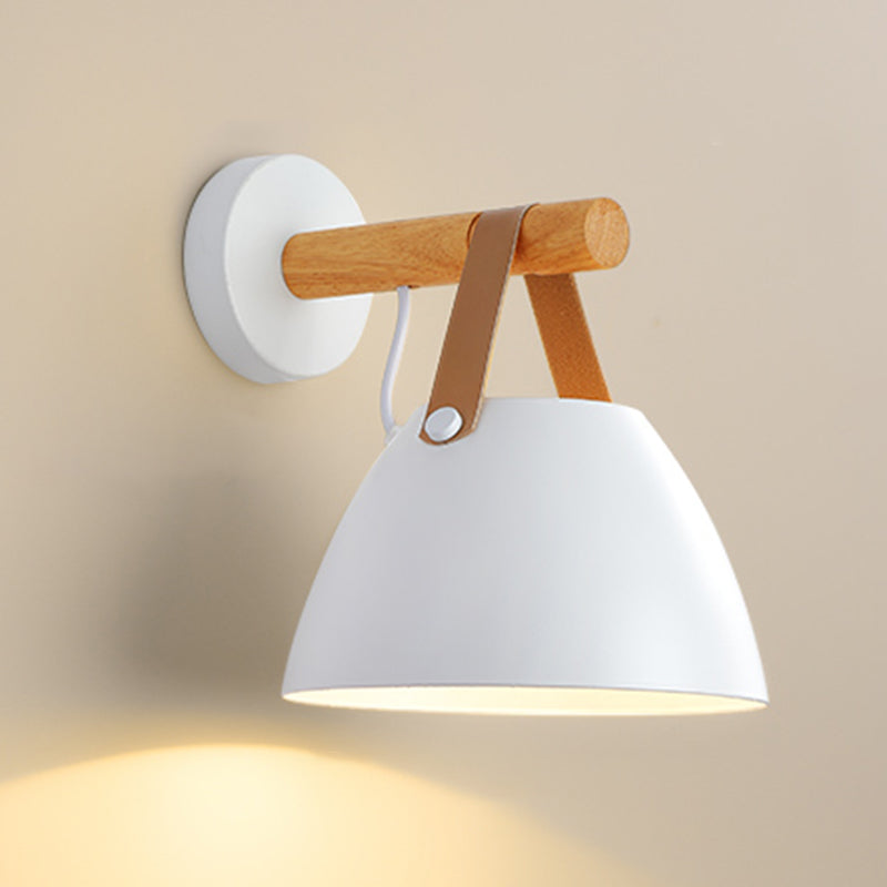 Modern Simple Wall Light Dome Shape Wooden Wall Lamp for Living Room