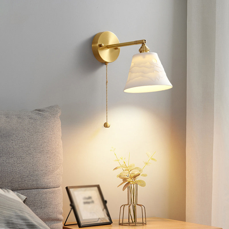 Nordic Style Wall Light Geometry Shape Wall Lamp with Ceramics Shade for Bedroom