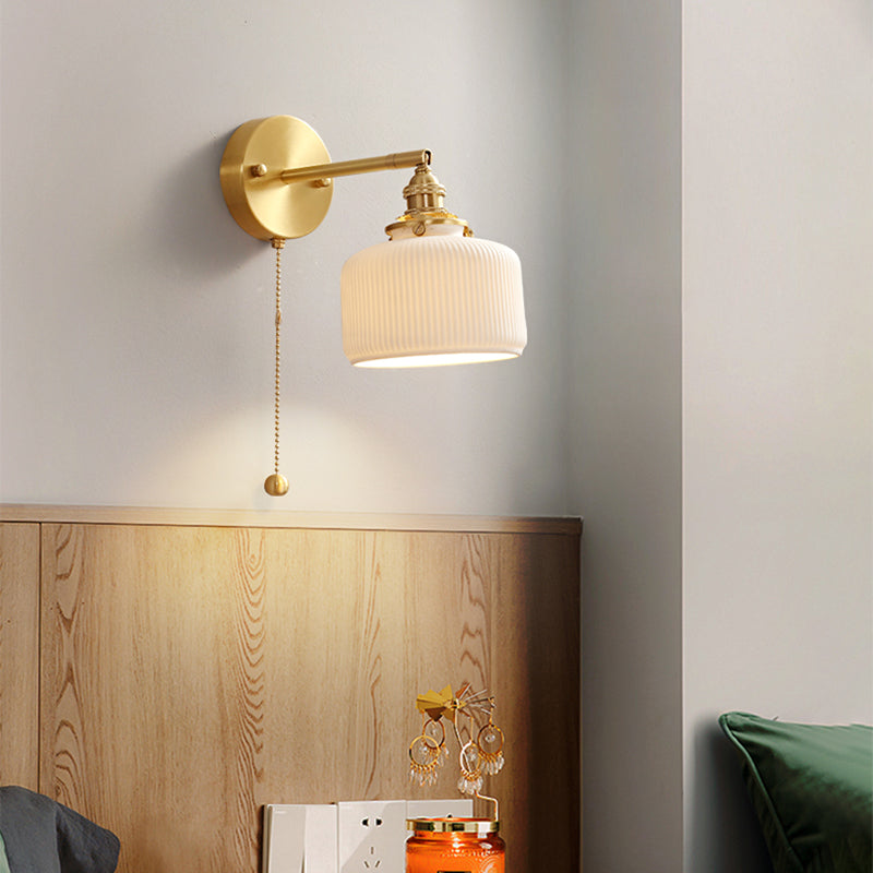 Nordic Style Wall Light Geometry Shape Wall Lamp with Ceramics Shade for Bedroom