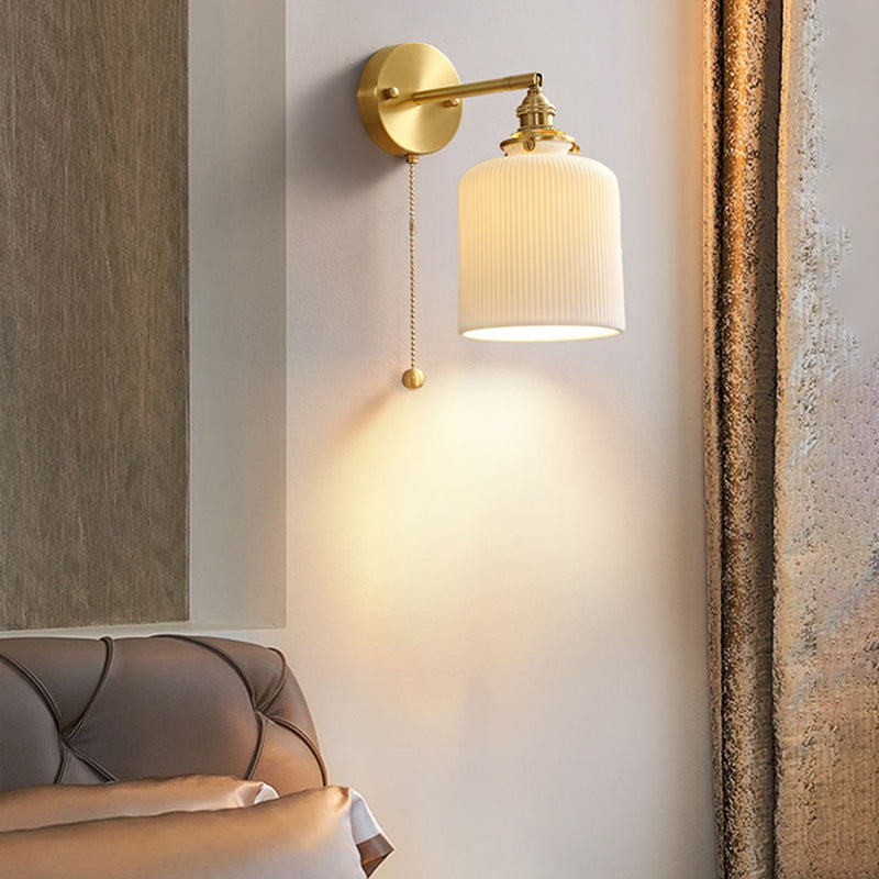 Nordic Style Wall Light Geometry Shape Wall Lamp with Ceramics Shade for Bedroom