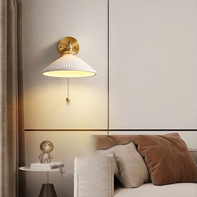 Nordic Style Wall Light Geometry Shape Wall Lamp with Ceramics Shade for Bedroom