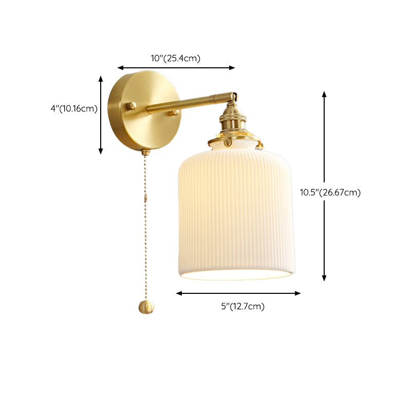 Nordic Style Wall Light Geometry Shape Wall Lamp with Ceramics Shade for Bedroom