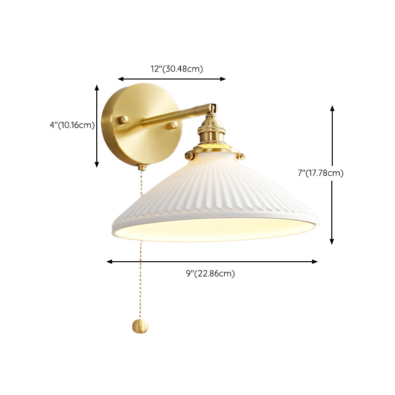 Nordic Style Wall Light Geometry Shape Wall Lamp with Ceramics Shade for Bedroom