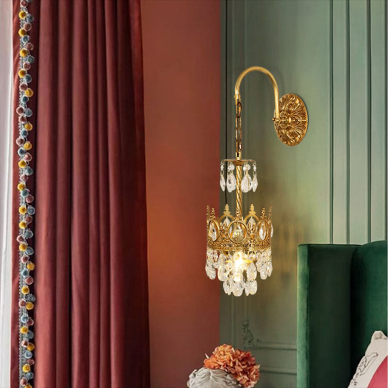 Nordic Style Wall Mount Light Cylinder Shape Crystal Wall Lamp for Bedroom