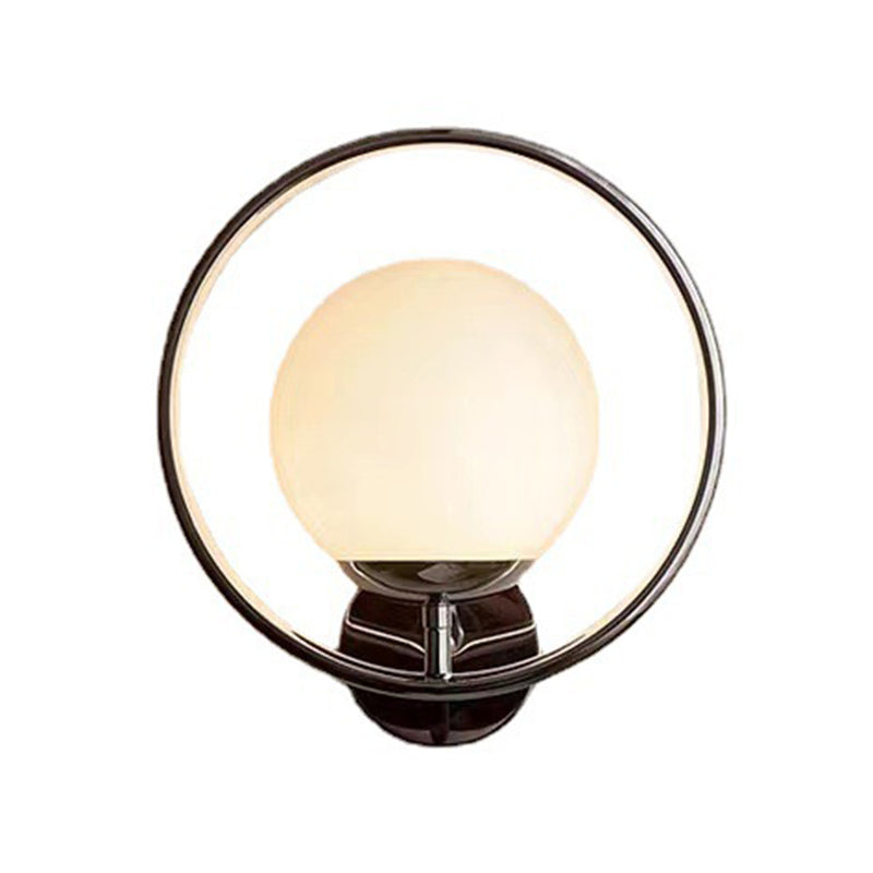 Modern 1 - Light Wall Sconce Iron and Glass Wall Light Fixture in Chrome & White