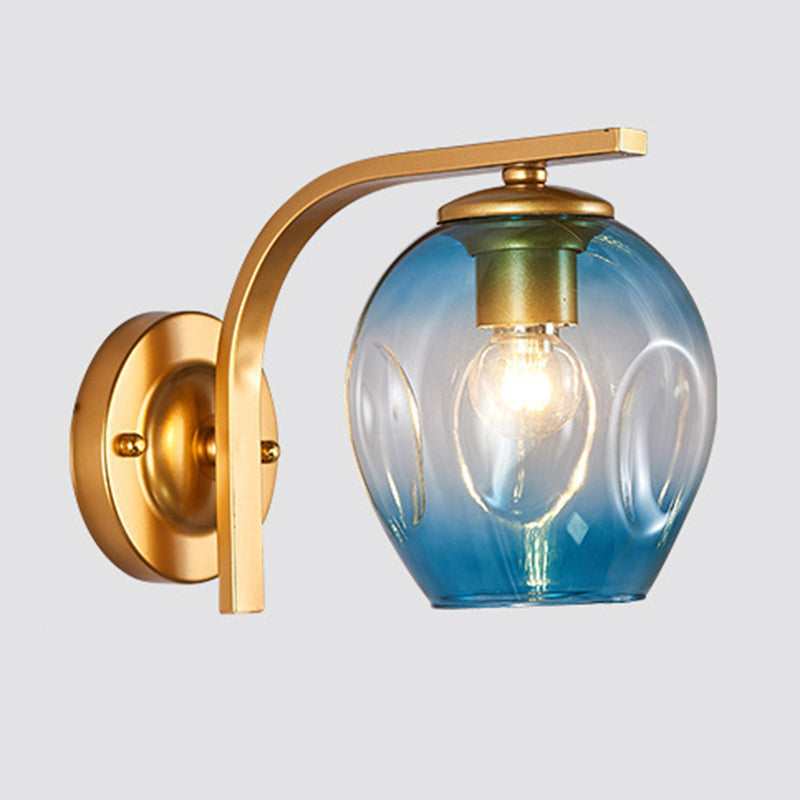 Iron & Glass 1 - Light Wall Sconce in Black / Gold Modernism Wall Lighting Fixture