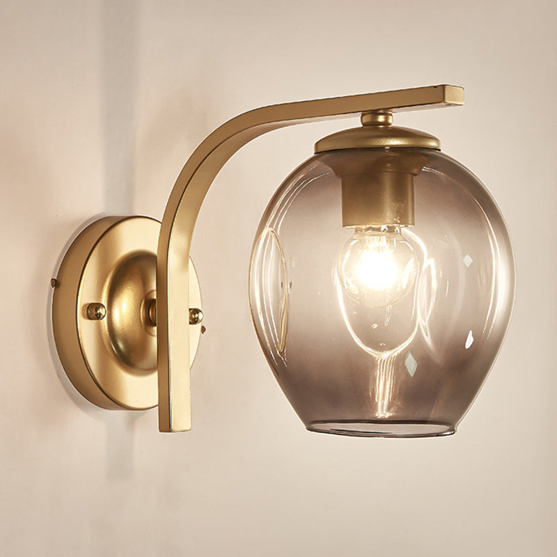 Iron & Glass 1 - Light Wall Sconce in Black / Gold Modernism Wall Lighting Fixture