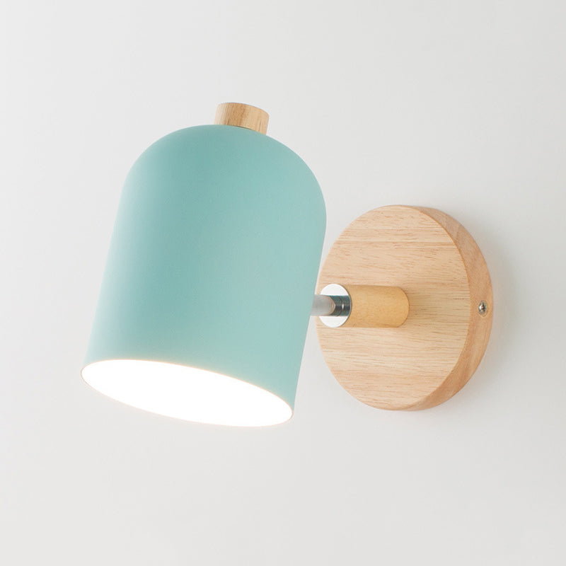 Nordic 1 - Light Wall Sconce Iron and Wood Adjustable Wall Fixture in Multi Colors