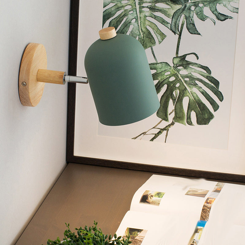 Nordic 1 - Light Wall Sconce Iron and Wood Adjustable Wall Fixture in Multi Colors