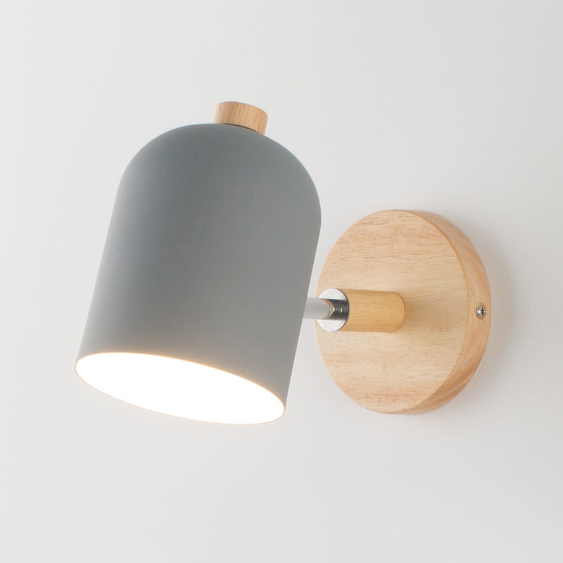 Nordic 1 - Light Wall Sconce Iron and Wood Adjustable Wall Fixture in Multi Colors