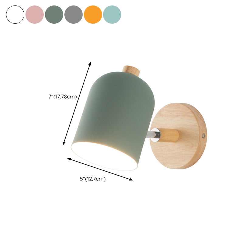 Nordic 1 - Light Wall Sconce Iron and Wood Adjustable Wall Fixture in Multi Colors