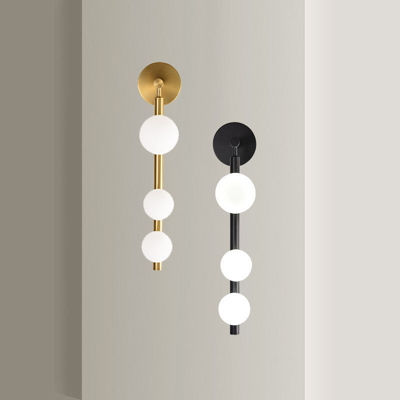 Ball Shape Vanity Lamp Modern Style Metal 3 Lights Bath Light in Black/Gold