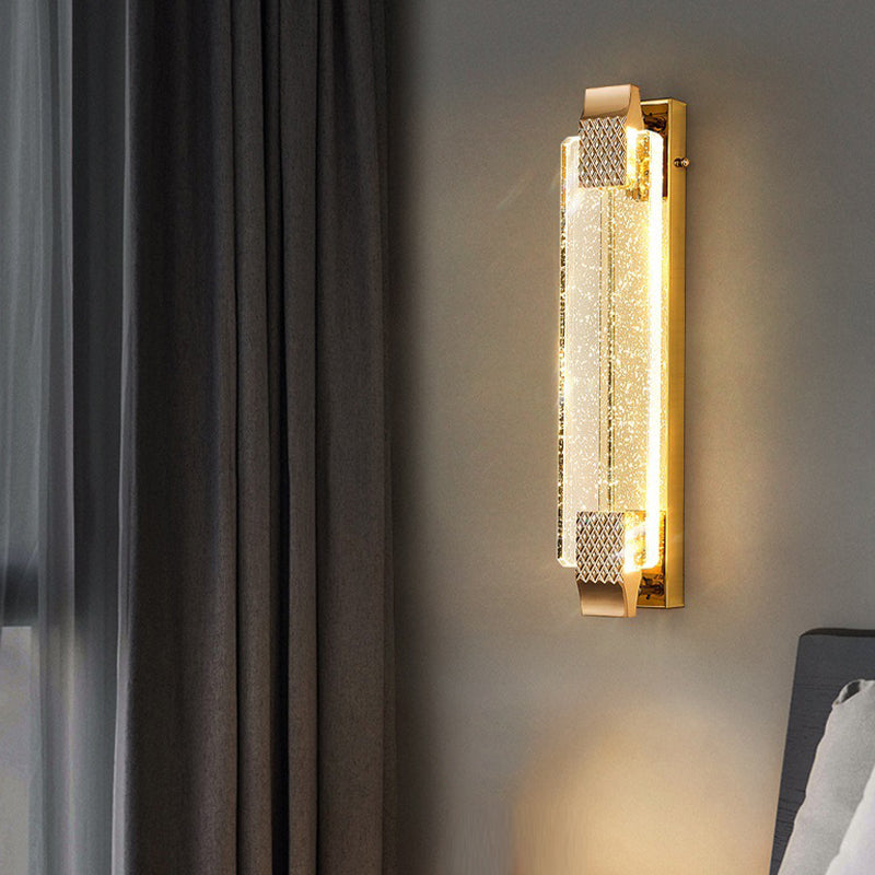 Golden Single Contemporary Bathroom Vanity Light Crystal LED Bath Bar
