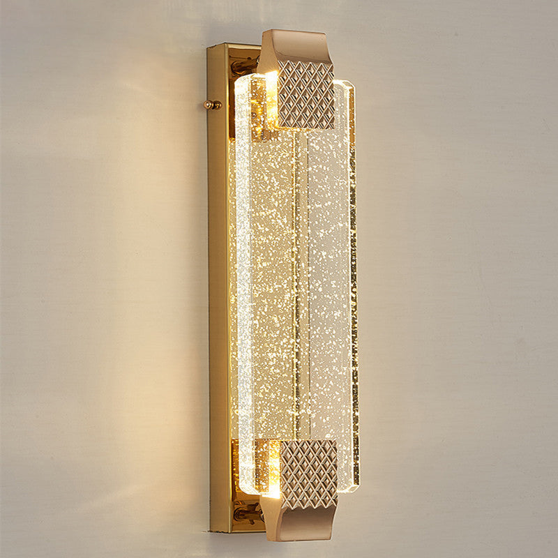 Golden Single Contemporary Bathroom Vanity Light Crystal LED Bath Bar