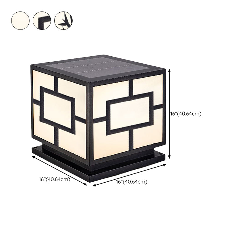 Contemporary LED Pillar Light Simple Black Solar Lighting Fixture for Garden