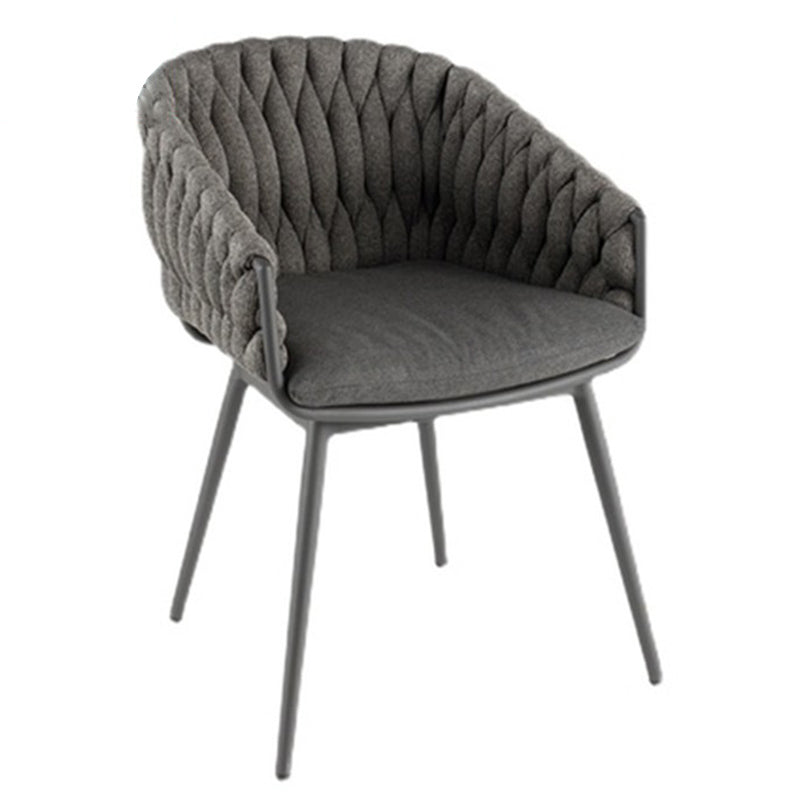 Stone Top Dining Table Set 1/7 Pcs Metal Frame Patio Dining Table with Upholstered Chairs