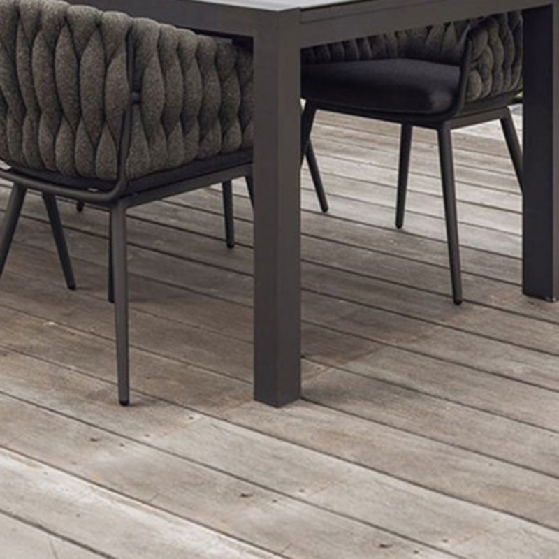 Stone Top Dining Table Set 1/7 Pcs Metal Frame Patio Dining Table with Upholstered Chairs