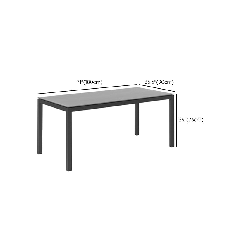 Stone Top Dining Table Set 1/7 Pcs Metal Frame Patio Dining Table with Upholstered Chairs