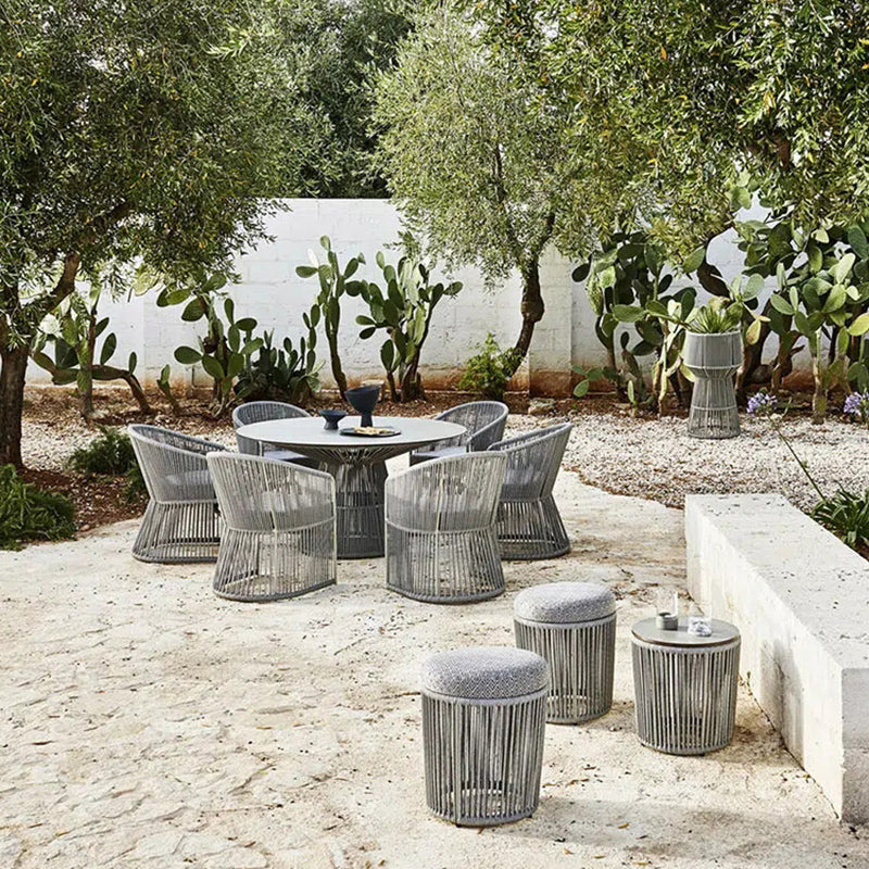 Round Patio Dining Table Set 1/2/5/6 Pcs Stone Top Patio Dining Table with Chairs