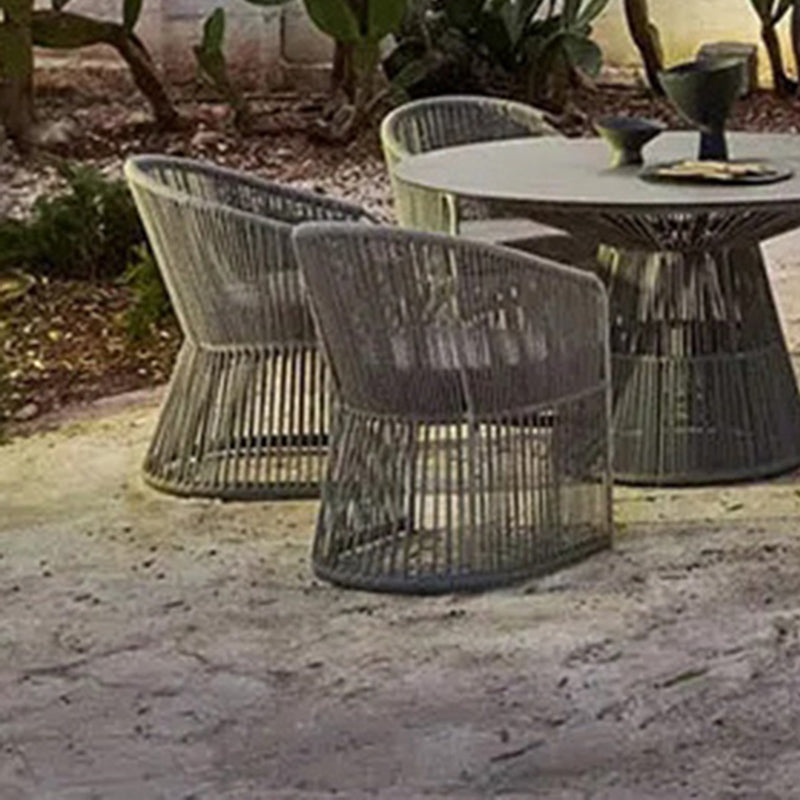 Round Patio Dining Table Set 1/2/5/6 Pcs Stone Top Patio Dining Table with Chairs