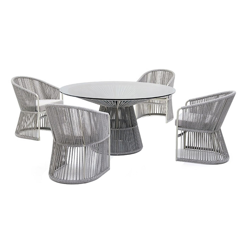 Round Patio Dining Table Set 1/2/5/6 Pcs Stone Top Patio Dining Table with Chairs