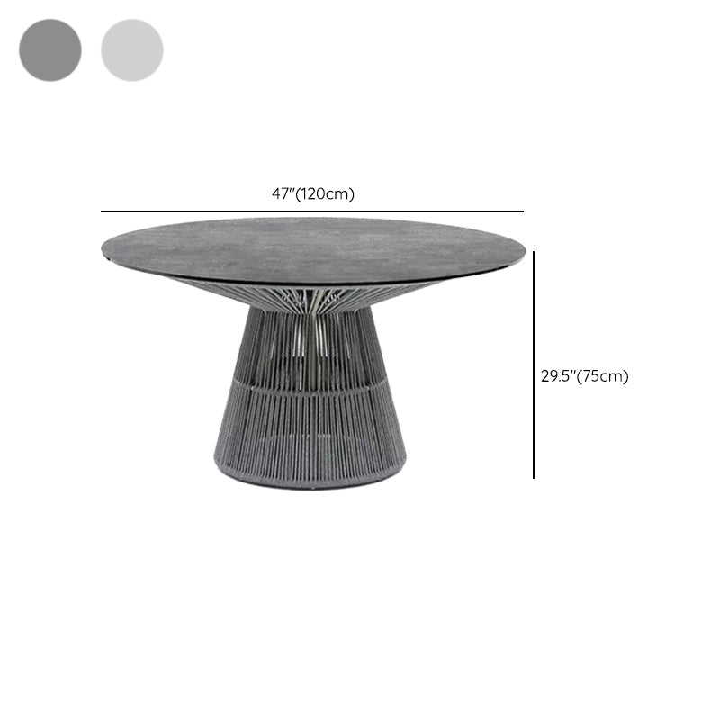 Round Patio Dining Table Set 1/2/5/6 Pcs Stone Top Patio Dining Table with Chairs