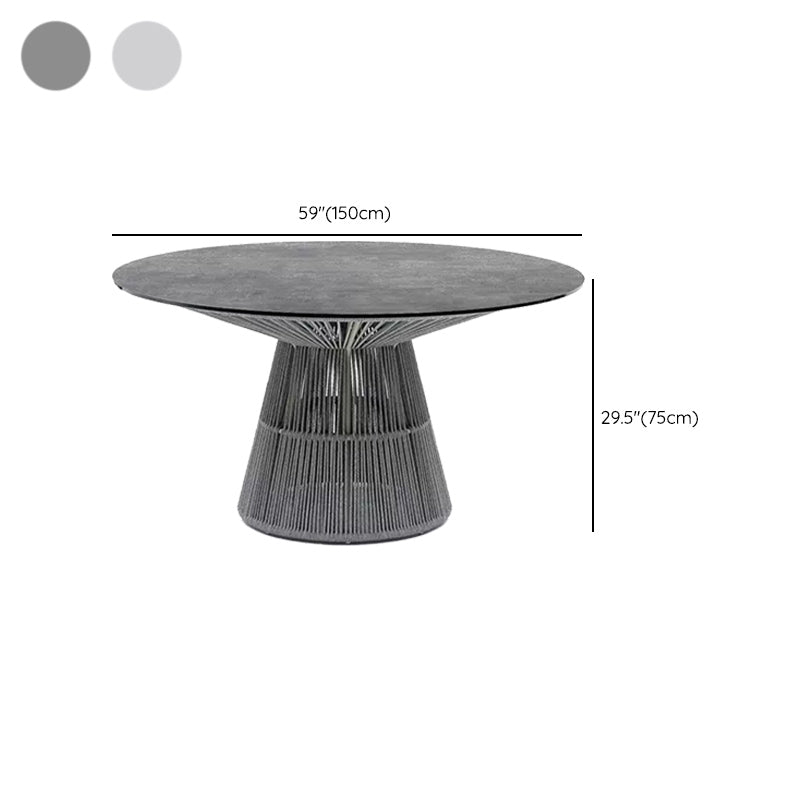 Round Patio Dining Table Set 1/2/5/6 Pcs Stone Top Patio Dining Table with Chairs