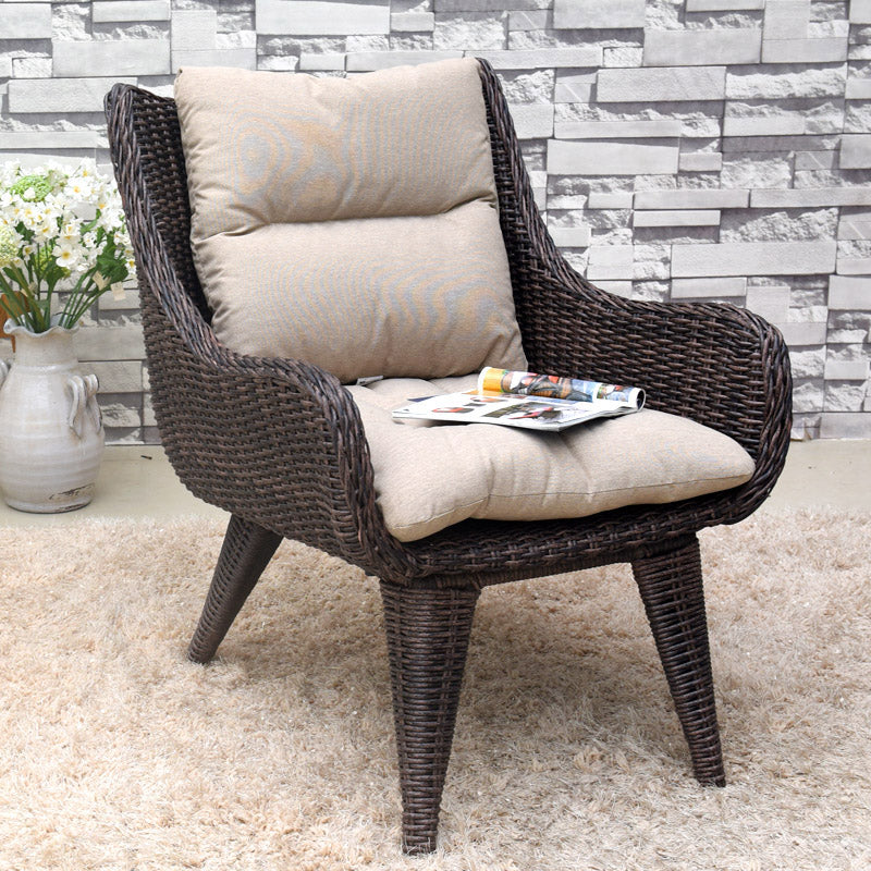 Rattan Patio Dining Table Set 1/3 Pcs Glass Top Table with Upholstered Chairs