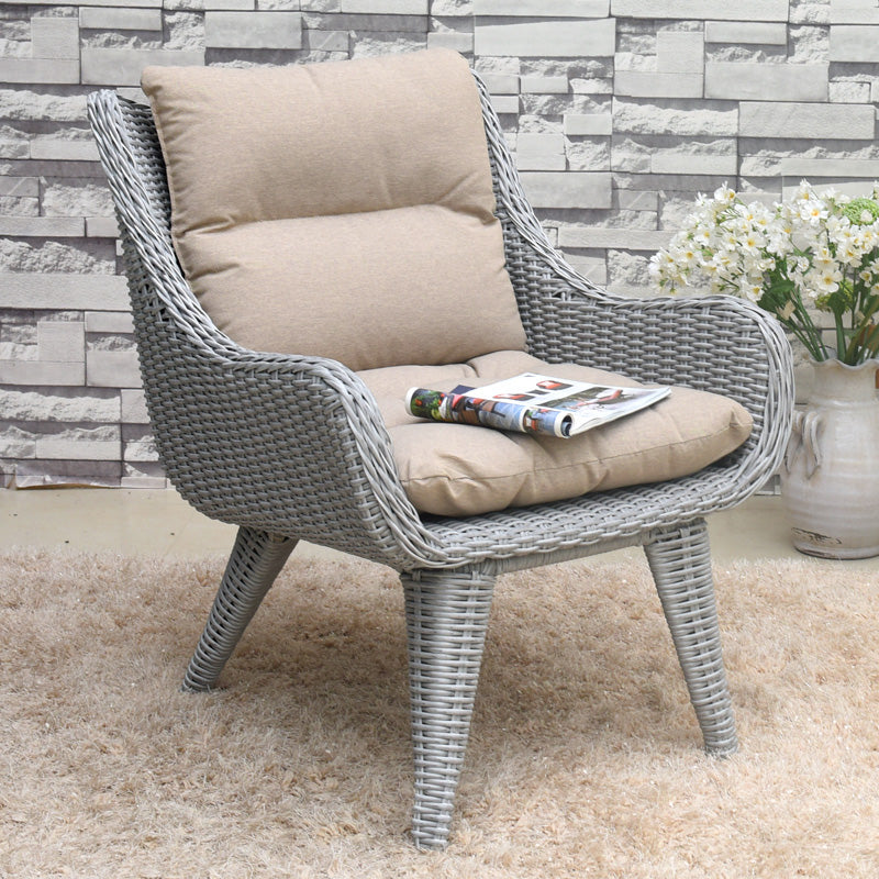 Rattan Patio Dining Table Set 1/3 Pcs Glass Top Table with Upholstered Chairs