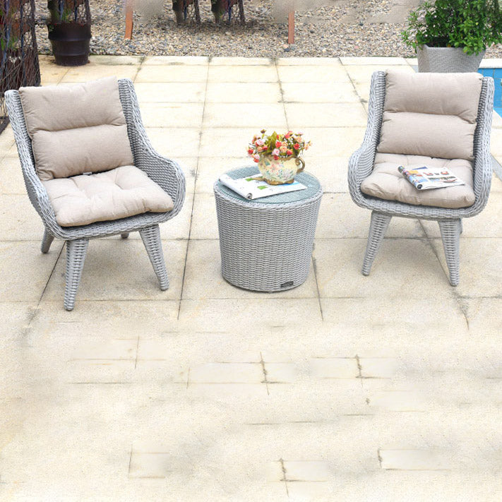 Rattan Patio Dining Table Set 1/3 Pcs Glass Top Table with Upholstered Chairs