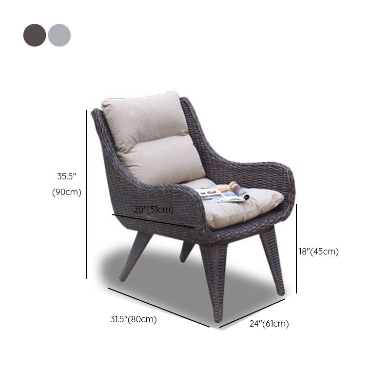 Rattan Patio Dining Table Set 1/3 Pcs Glass Top Table with Upholstered Chairs