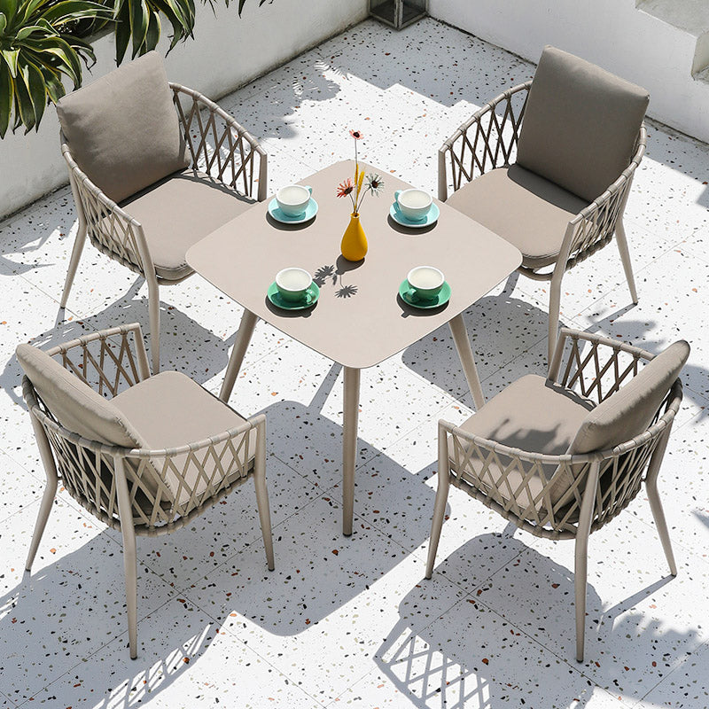 Boho Patio Dining Table Set 1/3/5/7/9 Pcs Aluminum Frame Dining Table and Chairs