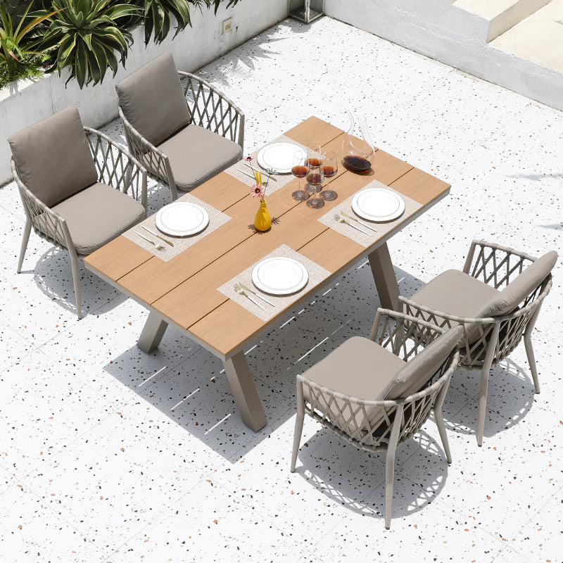 Boho Patio Dining Table Set 1/3/5/7/9 Pcs Aluminum Frame Dining Table and Chairs