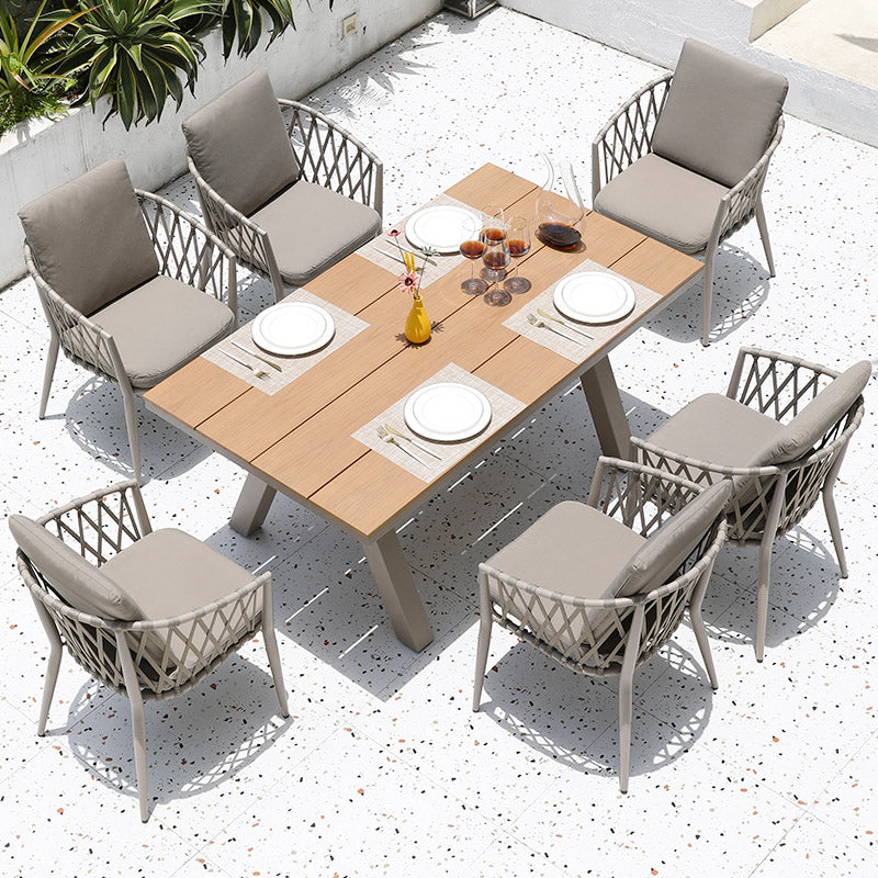 Boho Patio Dining Table Set 1/3/5/7/9 Pcs Aluminum Frame Dining Table and Chairs
