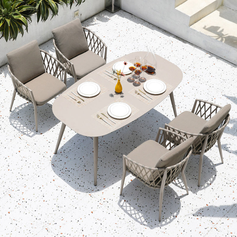 Boho Patio Dining Table Set 1/3/5/7/9 Pcs Aluminum Frame Dining Table and Chairs