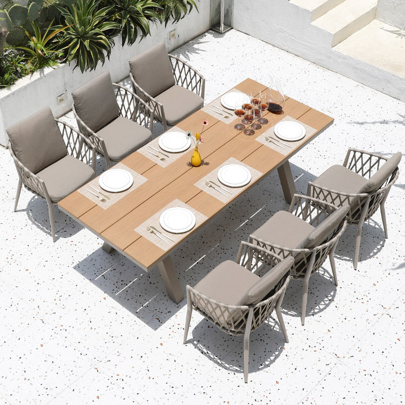 Boho Patio Dining Table Set 1/3/5/7/9 Pcs Aluminum Frame Dining Table and Chairs