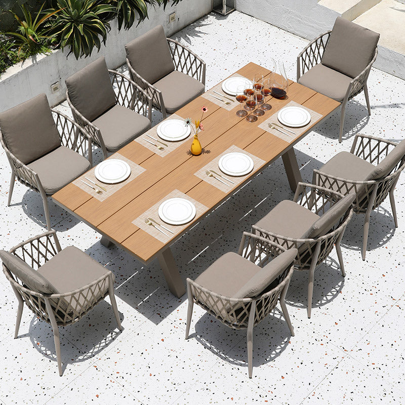Boho Patio Dining Table Set 1/3/5/7/9 Pcs Aluminum Frame Dining Table and Chairs