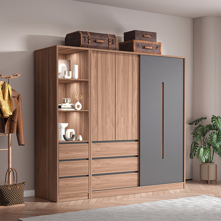 Contemporary Sliding Door Storage Cabinet Bedroom Cabinet with Drawers