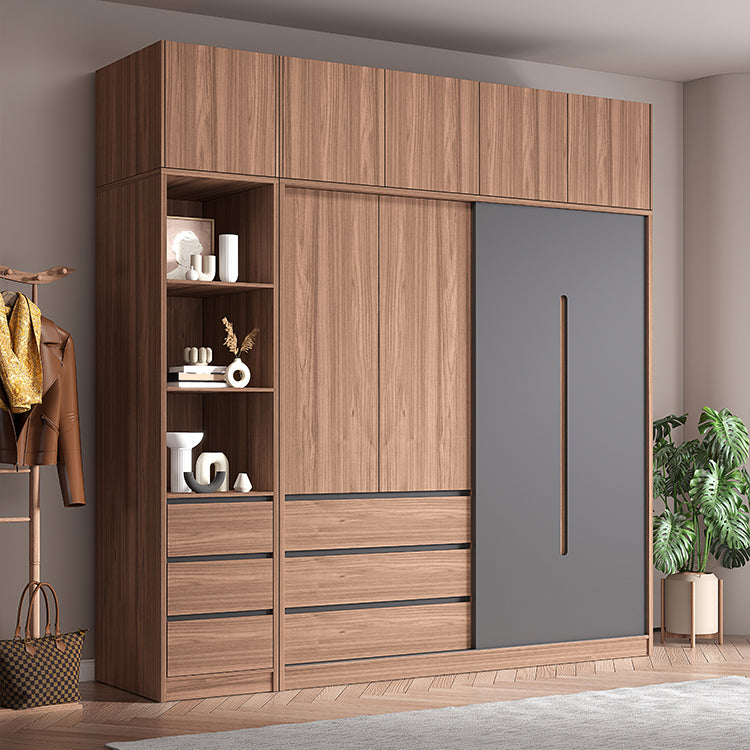 Contemporary Sliding Door Storage Cabinet Bedroom Cabinet with Drawers