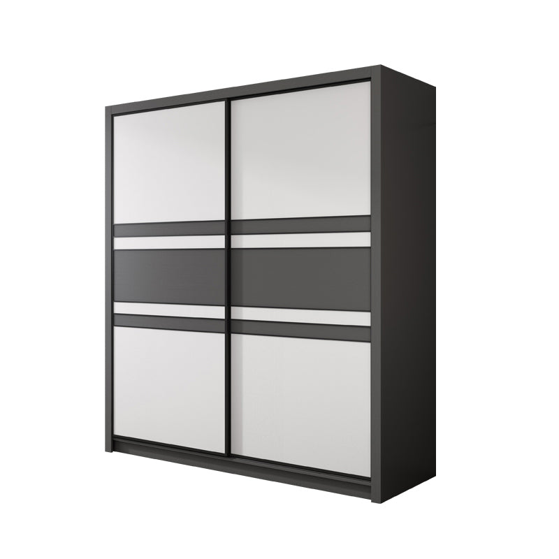 Contemporary Grey and White Storage Cabinet Bedroom Cabinet with Sliding Doors