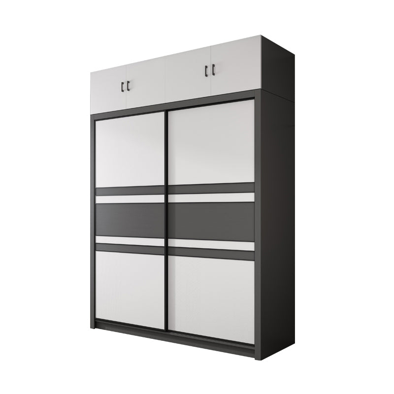 Contemporary Grey and White Storage Cabinet Bedroom Cabinet with Sliding Doors