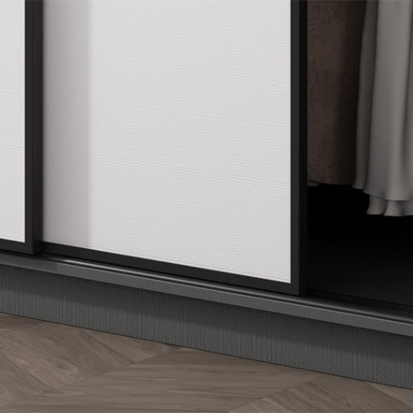 Contemporary Grey and White Storage Cabinet Bedroom Cabinet with Sliding Doors