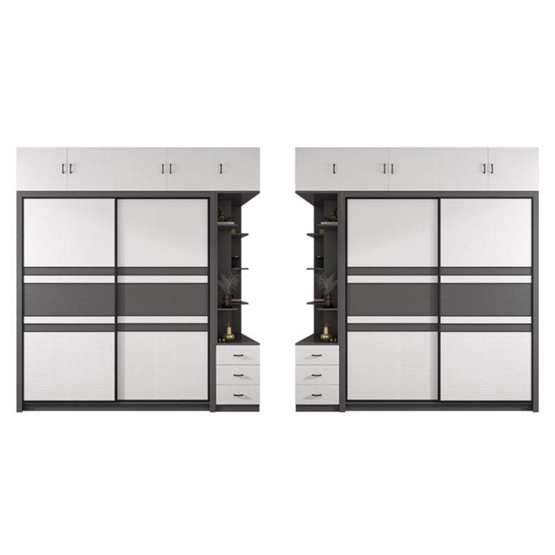 Contemporary Grey and White Storage Cabinet Bedroom Cabinet with Sliding Doors