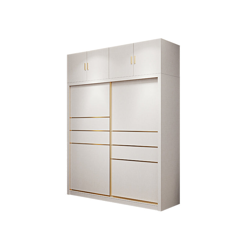 Modern Sliding Door Wardrobe for Bedroom White Cabinet with Drawers