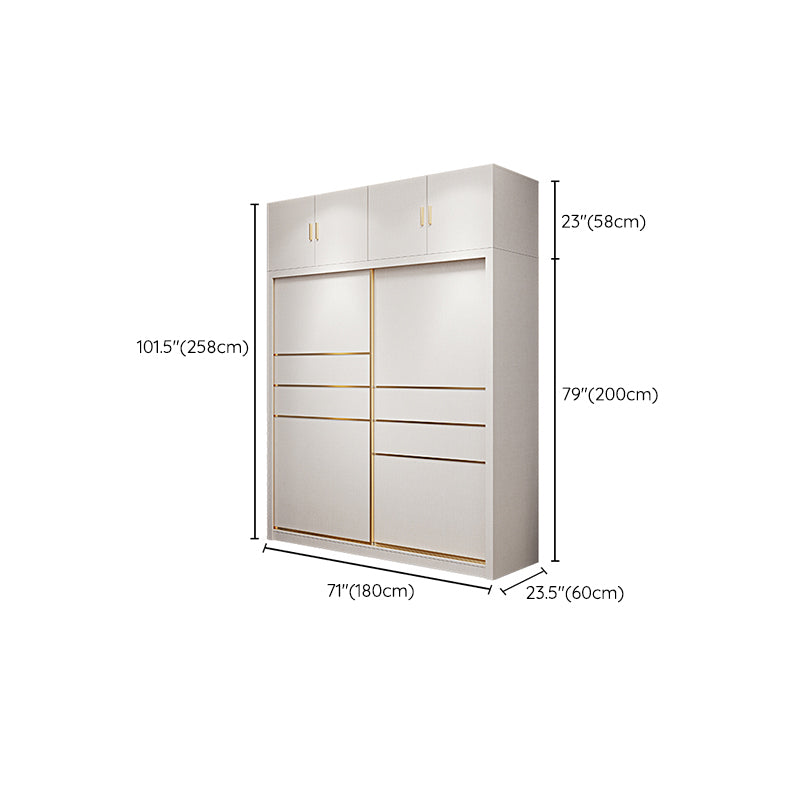 Modern Sliding Door Wardrobe for Bedroom White Cabinet with Drawers
