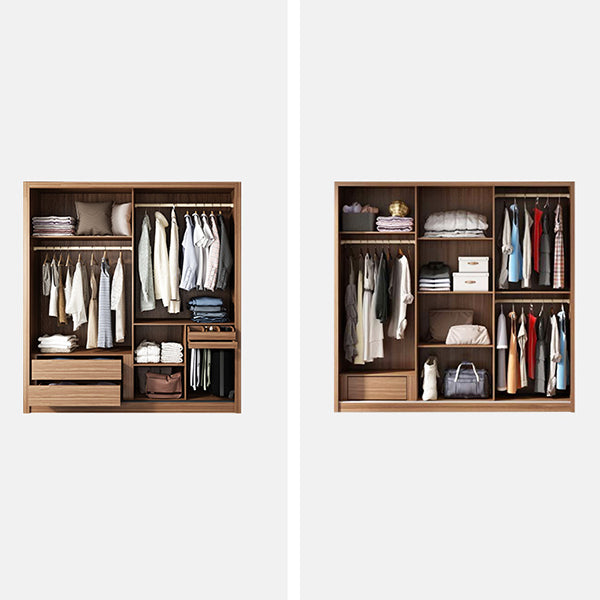 Brown and Gray Storage Cabinet Modern Sliding Door Cabinet with Drawers