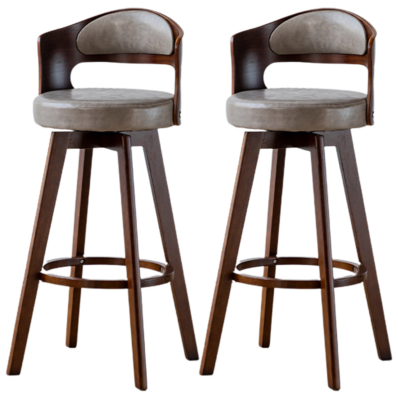 Low Back Dining Stools Round Armless Bar Stools with Wood Base