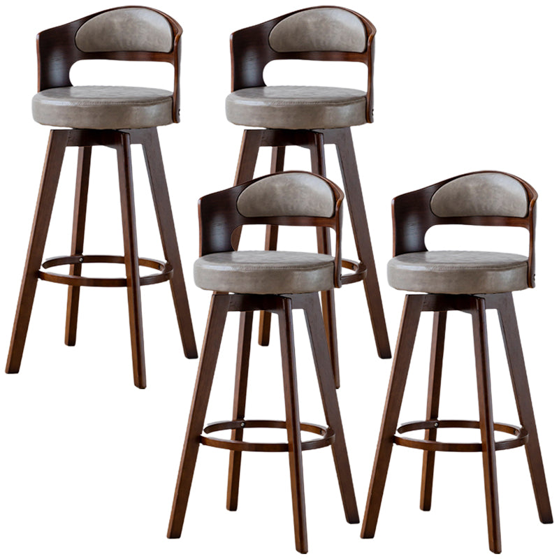 Low Back Dining Stools Round Armless Bar Stools with Wood Base